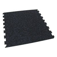 Černo-modrá gumová podlahová deska (puzzle - okraj) FLOMA IceFlo SF1100 - délka 100 cm, šířka 100 cm, výška 1,6 cm