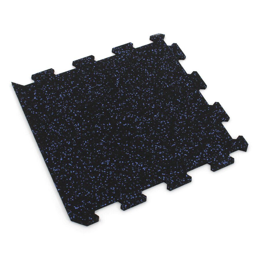 Černo-modrá gumová podlahová deska (puzzle - okraj) FLOMA IceFlo SF1100 - délka 100 cm, šířka 100 cm, výška 1,6 cm