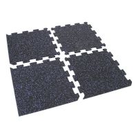 Černo-modrá gumová podlahová deska (puzzle - roh) FLOMA IceFlo SF1100 - délka 100 cm, šířka 100 cm, výška 1,6 cm