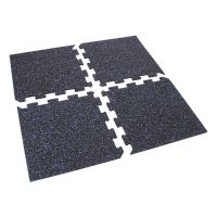 Černo-modrá gumová podlahová deska (puzzle - roh) FLOMA IceFlo SF1100 - délka 100 cm, šířka 100 cm, výška 1,6 cm