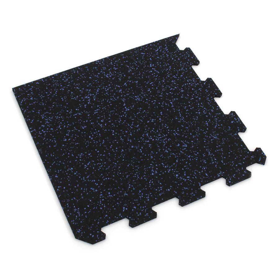 Černo-modrá gumová podlahová deska (puzzle - roh) FLOMA IceFlo SF1100 - délka 100 cm, šířka 100 cm, výška 1,6 cm