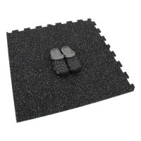 Černo-šedá gumová podlahová deska (puzzle - okraj) FLOMA IceFlo SF1100 - délka 100 cm, šířka 100 cm, výška 1,6 cm