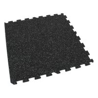 Černo-šedá gumová podlahová deska (puzzle - okraj) FLOMA IceFlo SF1100 - délka 100 cm, šířka 100 cm, výška 1,6 cm