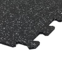 Černo-šedá gumová podlahová deska (puzzle - okraj) FLOMA IceFlo SF1100 - délka 100 cm, šířka 100 cm, výška 1,6 cm