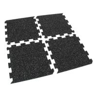 Černo-šedá gumová podlahová deska (puzzle - okraj) FLOMA IceFlo SF1100 - délka 100 cm, šířka 100 cm, výška 1,6 cm