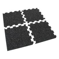 Černo-šedá gumová podlahová deska (puzzle - okraj) FLOMA IceFlo SF1100 - délka 100 cm, šířka 100 cm, výška 1,6 cm