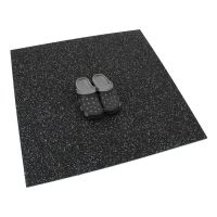Černo-šedá gumová podlahová deska (puzzle - roh) FLOMA IceFlo SF1100 - délka 100 cm, šířka 100 cm, výška 1,6 cm