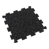 Černo-šedá gumová modulová puzzle dlažba (střed) FLOMA IceFlo SF1100 - délka 100 cm, šířka 100 cm, výška 1,6 cm