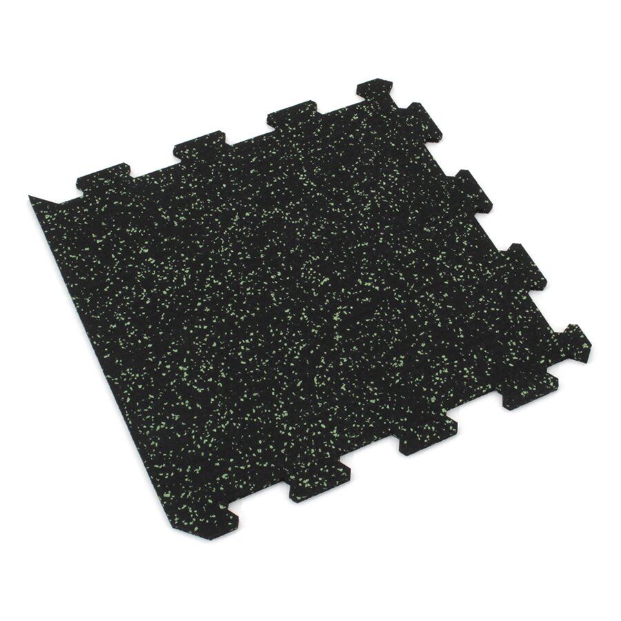 Černo-zelená gumová podlahová deska (puzzle - okraj) FLOMA FitFlo SF1050 - délka 50 cm, šířka 50 cm, výška 1,6 cm