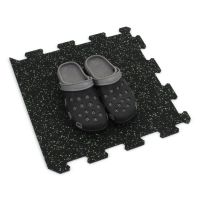 Černo-zelená gumová podlahová deska (puzzle - okraj) FLOMA FitFlo SF1050 - délka 50 cm, šířka 50 cm, výška 1,6 cm