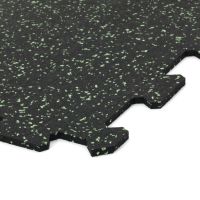 Černo-zelená gumová modulová puzzle dlažba (okraj) FLOMA FitFlo SF1050 - délka 50 cm, šířka 50 cm, výška 1 cm