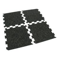 Černo-zelená gumová podlahová deska (puzzle - okraj) FLOMA IceFlo SF1100 - délka 100 cm, šířka 100 cm, výška 1,6 cm