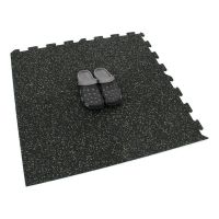 Černo-zelená gumová podlahová deska (puzzle - okraj) FLOMA IceFlo SF1100 - délka 100 cm, šířka 100 cm, výška 1,6 cm