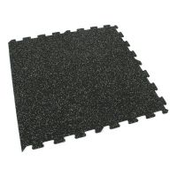 Černo-zelená gumová podlahová deska (puzzle - okraj) FLOMA IceFlo SF1100 - délka 100 cm, šířka 100 cm, výška 1,6 cm