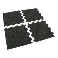 Černo-zelená gumová podlahová deska (puzzle - roh) FLOMA IceFlo SF1100 - délka 100 cm, šířka 100 cm, výška 1,6 cm