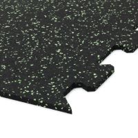 Černo-zelená gumová podlahová deska (puzzle - roh) FLOMA IceFlo SF1100 - délka 100 cm, šířka 100 cm, výška 1,6 cm