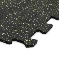 Černo-žlutá gumová podlahová deska (puzzle - okraj) FLOMA IceFlo SF1100 - délka 100 cm, šířka 100 cm, výška 1,6 cm