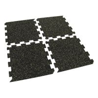 Černo-žlutá gumová podlahová deska (puzzle - okraj) FLOMA FitFlo SF1050 - délka 50 cm, šířka 50 cm, výška 1 cm