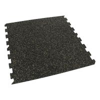 Černo-žlutá gumová podlahová deska (puzzle - okraj) FLOMA FitFlo SF1050 - délka 50 cm, šířka 50 cm, výška 1 cm