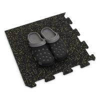 Černo-žlutá gumová podlahová deska (puzzle - roh) FLOMA FitFlo SF1050 - délka 50 cm, šířka 50 cm, výška 1,6 cm