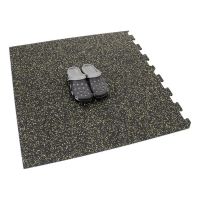 Černo-žlutá gumová podlahová deska (puzzle - roh) FLOMA FitFlo SF1050 - délka 50 cm, šířka 50 cm, výška 1,6 cm
