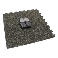 Černo-žlutá gumová modulová puzzle dlažba (roh) FLOMA FitFlo SF1050 - délka 50 cm, šířka 50 cm, výška 1,6 cm