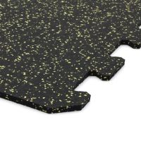 Černo-žlutá gumová podlahová deska (puzzle - roh) FLOMA IceFlo SF1100 - délka 100 cm, šířka 100 cm, výška 1,6 cm