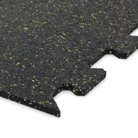 Černo-žlutá gumová podlahová deska (puzzle - roh) FLOMA IceFlo SF1100 - délka 100 cm, šířka 100 cm, výška 1,6 cm