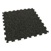 Černo-žlutá gumová podlahová deska (puzzle - střed) FLOMA FitFlo SF1050 - délka 50 cm, šířka 50 cm, výška 1 cm