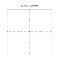 Černá gumová modulová puzzle dlažba (okraj) FLOMA FitFlo SF1050 - délka 50 cm, šířka 50 cm, výška 1 cm