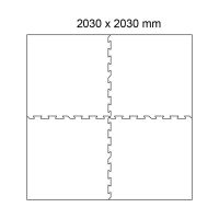 Černo-bílo-modrá gumová modulová puzzle dlažba (střed) FLOMA FitFlo SF1050 - délka 100 cm, šířka 100 cm a výška 0,8 cm