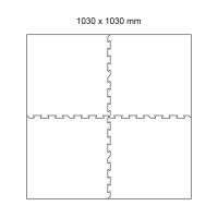 Černo-šedá gumová modulová puzzle dlažba (okraj) FLOMA FitFlo SF1050 - délka 50 cm, šířka 50 cm a výška 0,8 cm