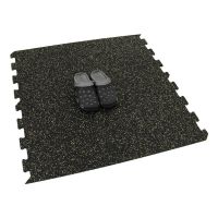 Černo-žlutá gumová podlahová deska (puzzle - okraj) FLOMA IceFlo SF1100 - délka 100 cm, šířka 100 cm, výška 1,6 cm