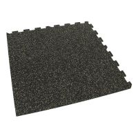 Černo-žlutá gumová podlahová deska (puzzle - okraj) FLOMA IceFlo SF1100 - délka 100 cm, šířka 100 cm, výška 1,6 cm