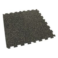 Černo-žlutá gumová podlahová deska (puzzle - okraj) FLOMA IceFlo SF1100 - délka 100 cm, šířka 100 cm, výška 1,6 cm
