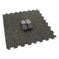 Černo-žlutá gumová podlahová deska (puzzle - okraj) FLOMA IceFlo SF1100 - délka 100 cm, šířka 100 cm, výška 1,6 cm