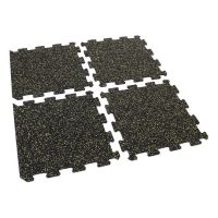 Černo-žlutá gumová podlahová deska (puzzle - střed) FLOMA IceFlo SF1100 - délka 100 cm, šířka 100 cm, výška 1,6 cm