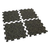 Černo-žlutá gumová podlahová deska (puzzle - střed) FLOMA IceFlo SF1100 - délka 100 cm, šířka 100 cm, výška 1,6 cm