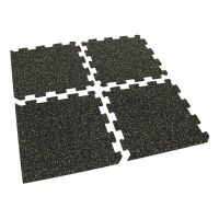 Černo-žlutá gumová podlahová deska (puzzle - střed) FLOMA IceFlo SF1100 - délka 100 cm, šířka 100 cm, výška 1,6 cm
