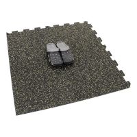 Černo-žlutá gumová podlahová deska (puzzle - střed) FLOMA IceFlo SF1100 - délka 100 cm, šířka 100 cm, výška 1,6 cm
