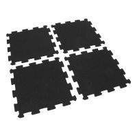 Černo-bílá gumová modulová puzzle dlažba (okraj) FLOMA Sandwich - délka 100 cm, šířka 100 cm, výška 1,8 cm