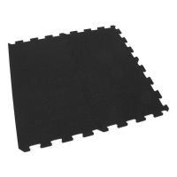 Černo-bílá gumová modulová podlahová deska (puzzle - okraj) FLOMA Sandwich - délka 100 cm, šířka 100 cm, výška 1,8 cm