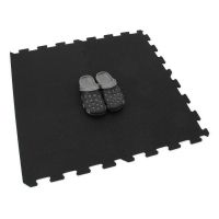 Černo-bílá gumová modulová podlahová deska (puzzle - okraj) FLOMA Sandwich - délka 100 cm, šířka 100 cm, výška 1,8 cm