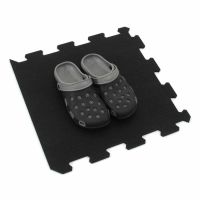 Černo-bílá gumová podlahová deska (puzzle - okraj) FLOMA Sandwich - délka 100 cm, šířka 100 cm, výška 2,8 cm