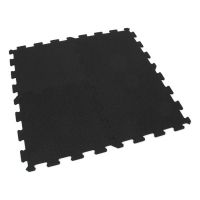 Černo-bílá gumová modulová puzzle dlažba (roh) FLOMA Sandwich - délka 100 cm, šířka 100 cm, výška 1,8 cm