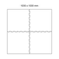 Černo-bílo-červená gumová podlahová deska (puzzle - okraj) FLOMA FitFlo SF1050 - délka 50 cm, šířka 50 cm, výška 1,6 cm