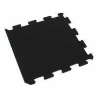 Černo-bílo-šedá gumová podlahová deska (puzzle - okraj) FLOMA Sandwich EPDM - délka 100 cm, šířka 100 cm, výška 1,5 cm