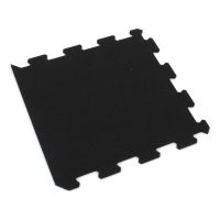 Černo-bílo-modro-šedá gumová podlahová deska (puzzle - okraj) FLOMA Sandwich EPDM - délka 100 cm, šířka 100 cm, výška 2 cm