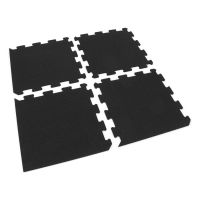 Černo-bílo-modro-šedá gumová podlahová deska (puzzle - roh) FLOMA Sandwich EPDM - délka 100 cm, šířka 100 cm, výška 2,5 cm