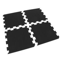 Černo-bílo-modro-šedá gumová podlahová deska (puzzle - okraj) FLOMA Sandwich EPDM - délka 100 cm, šířka 100 cm, výška 2,5 cm